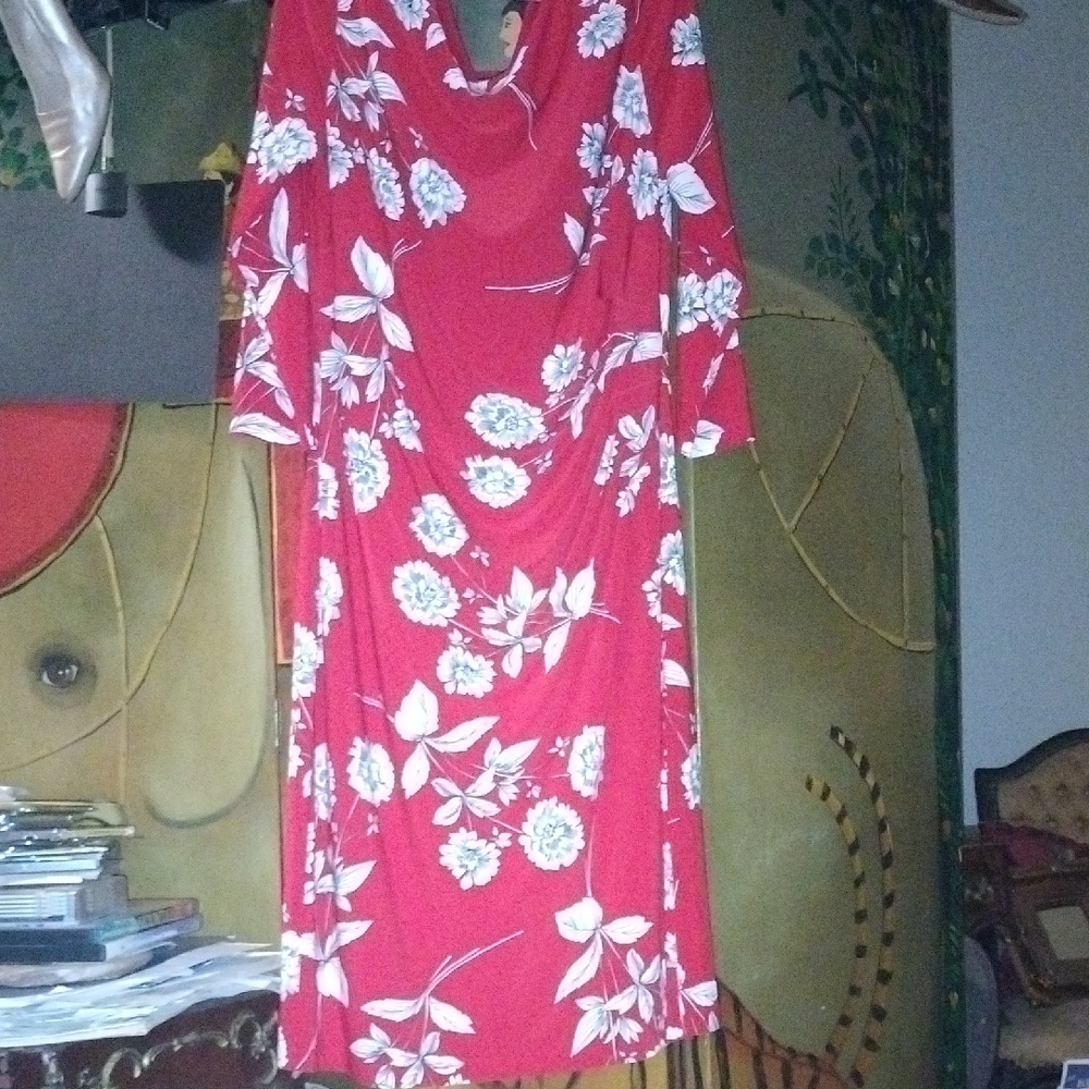 Vintage Ralph Lauren Black Label Red Dress with Floral Design